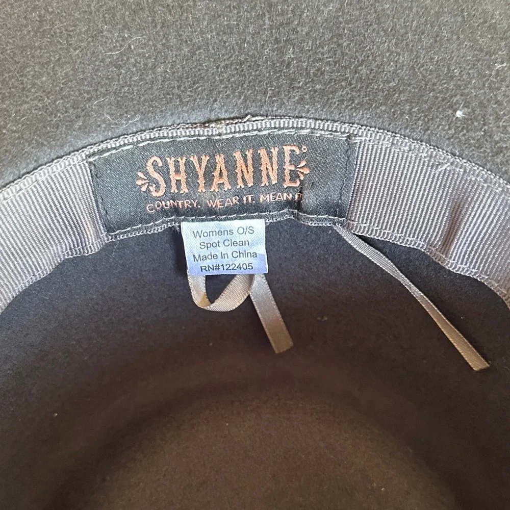 ☑️SHYANNE- Charcoal Felt Western Hat with Brown Leather & Turquoise Accents
